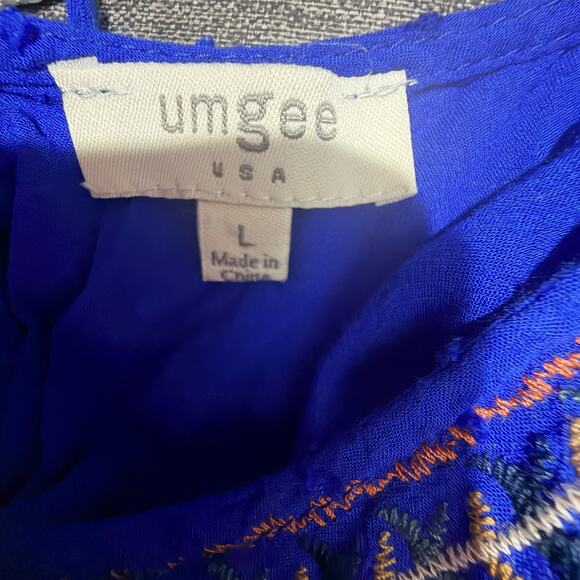Umgee Bohemean Embroidered Royal Blue Dress Size Large - Picture 2 of 10